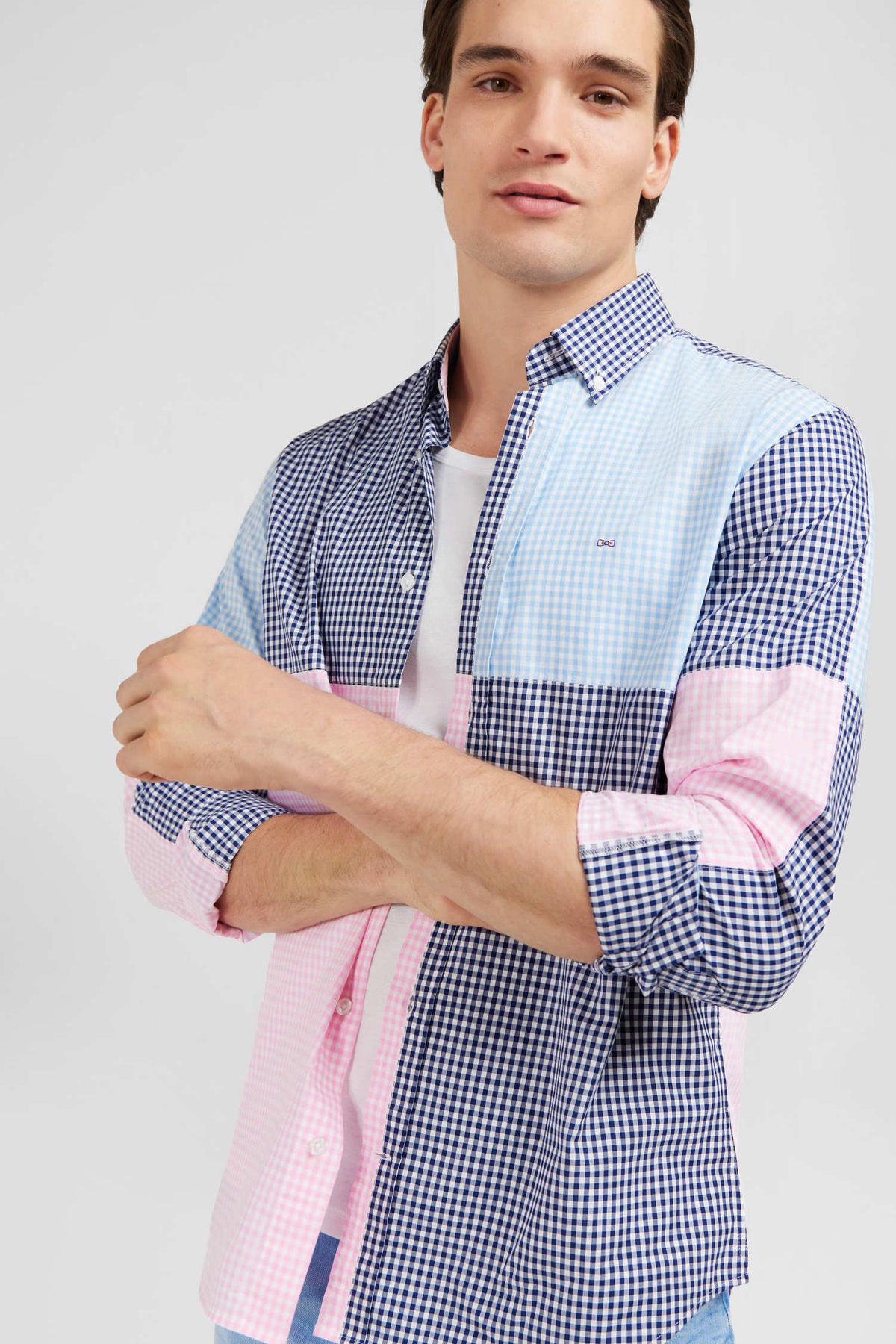 Eden Park Regular-Fit Patchwork Check Shirt