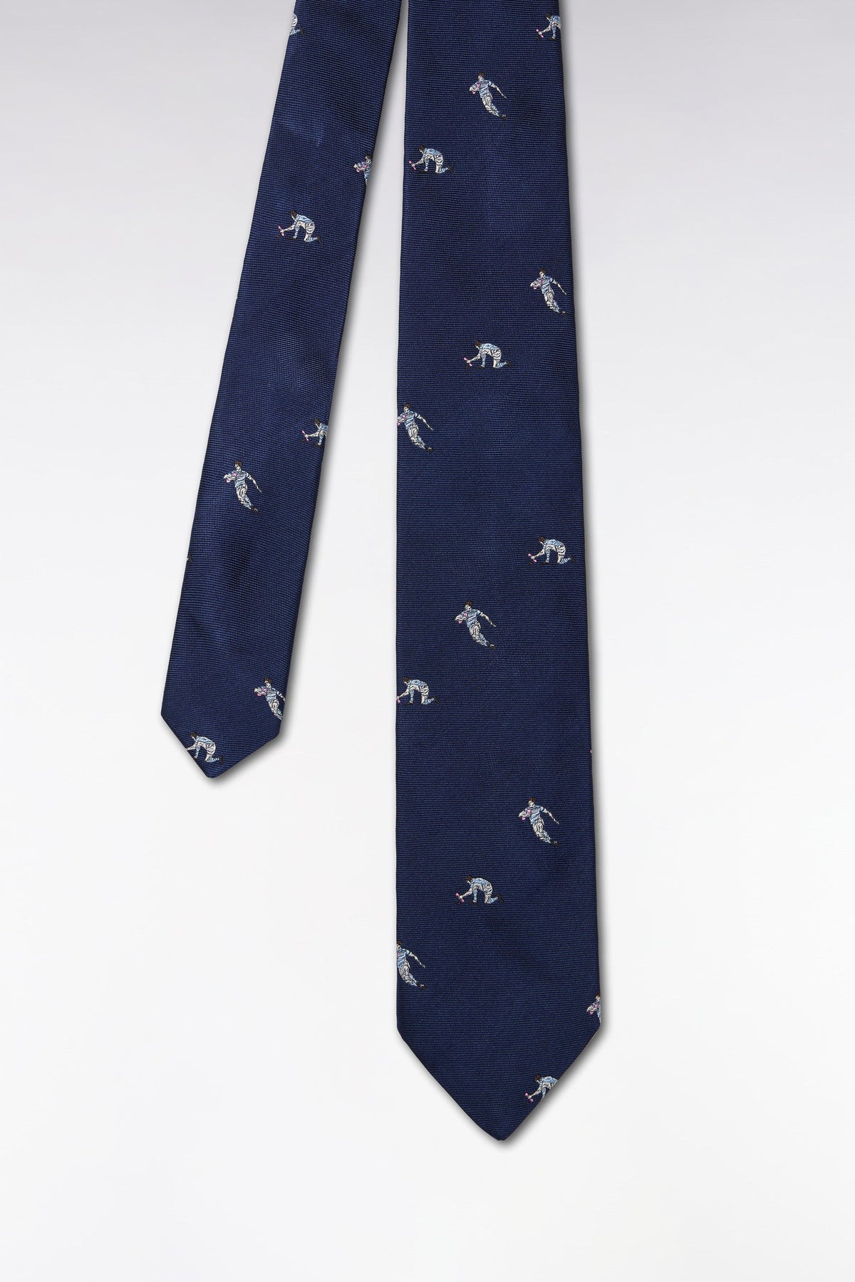 Eden Park Indigo Silk Tie With Rugby Player Motifs