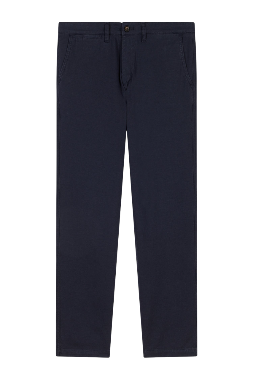 Eden Park Beige Stretch Cotton And Linen Pleated Chino Pants, Straight Cut