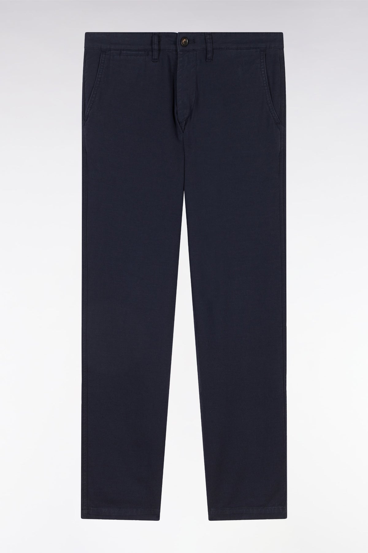 Eden Park Beige Stretch Cotton And Linen Pleated Chino Pants, Straight Cut