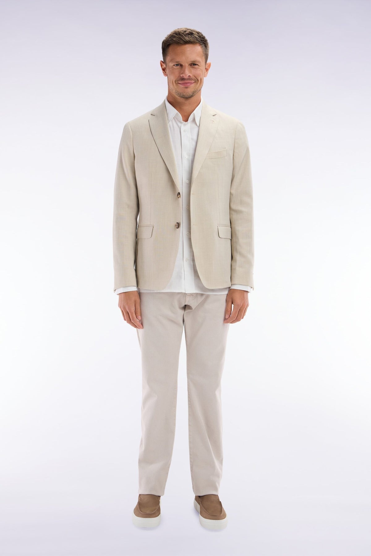 Eden Park 5-Pocket Jeans In Beige Stretch Denim, Straight Cut