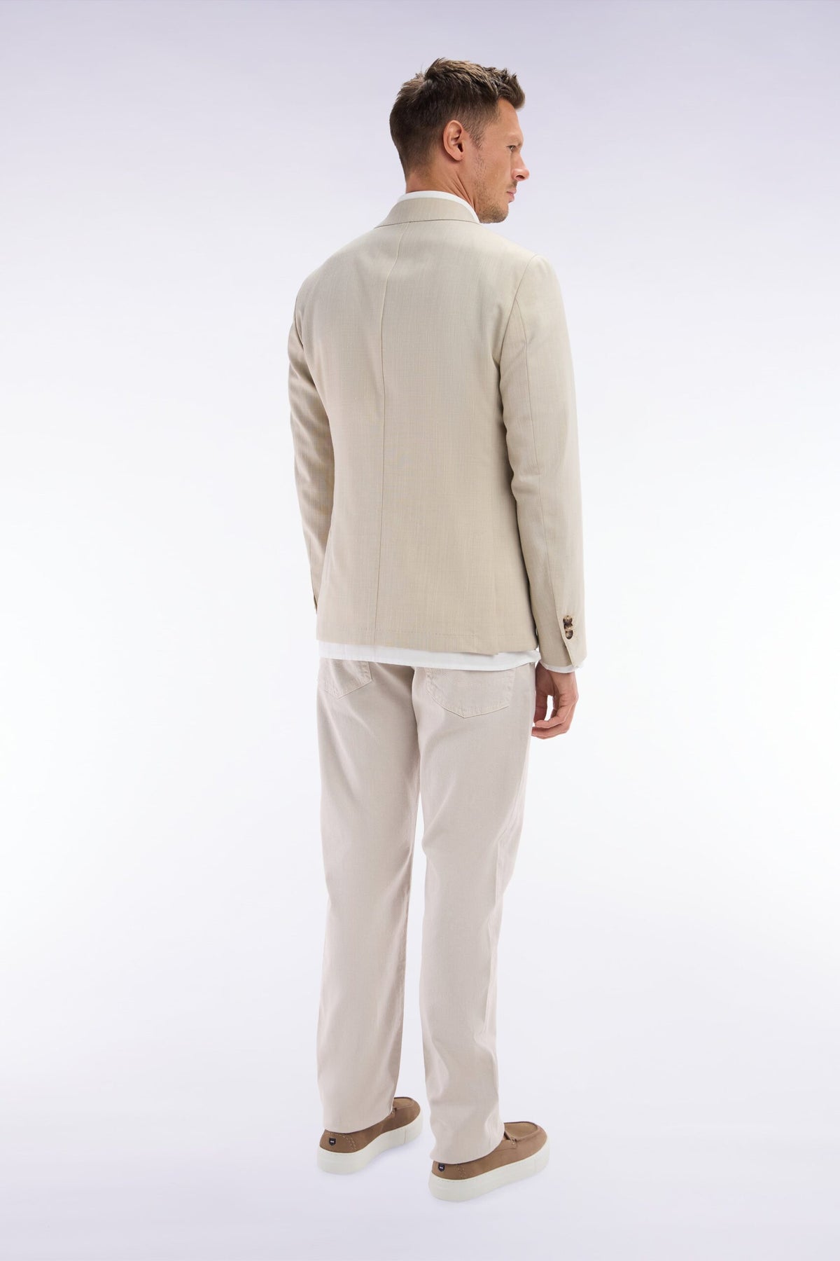 Eden Park 5-Pocket Jeans In Beige Stretch Denim, Straight Cut
