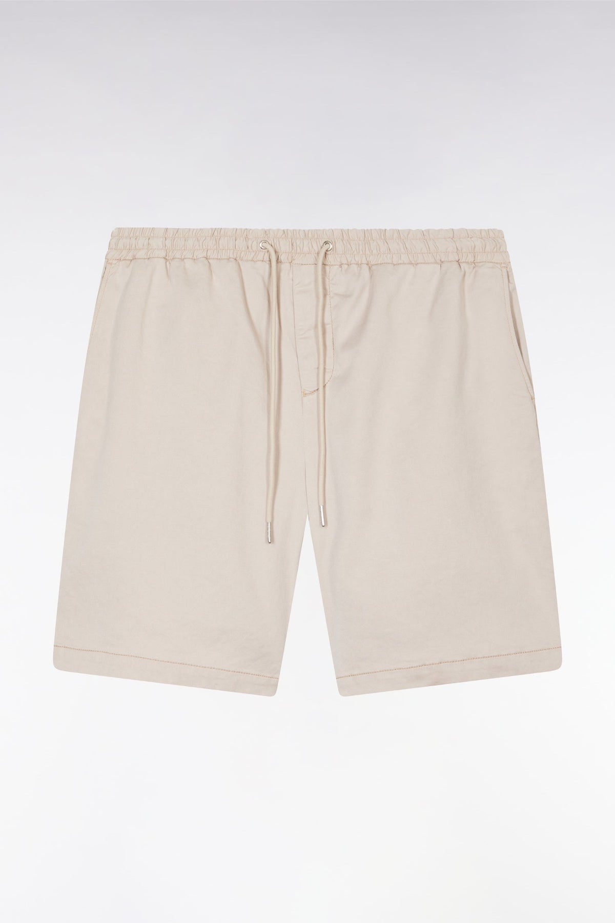 Eden Park Bermuda Shorts With Elasticated Waist In Beige Lyocell And Stretch Cotton