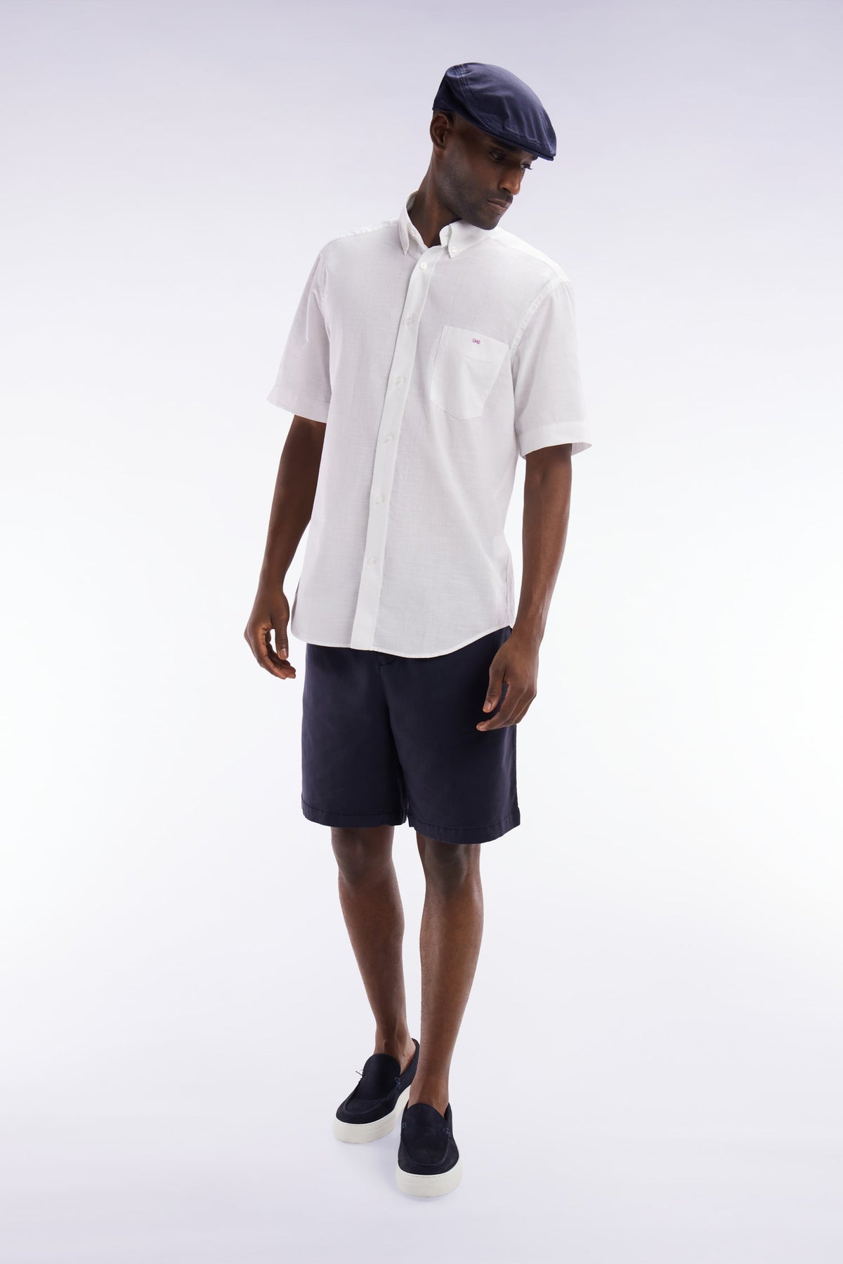 Eden Park Bermuda Shorts With Elasticated Waist In Beige Lyocell And Stretch Cotton