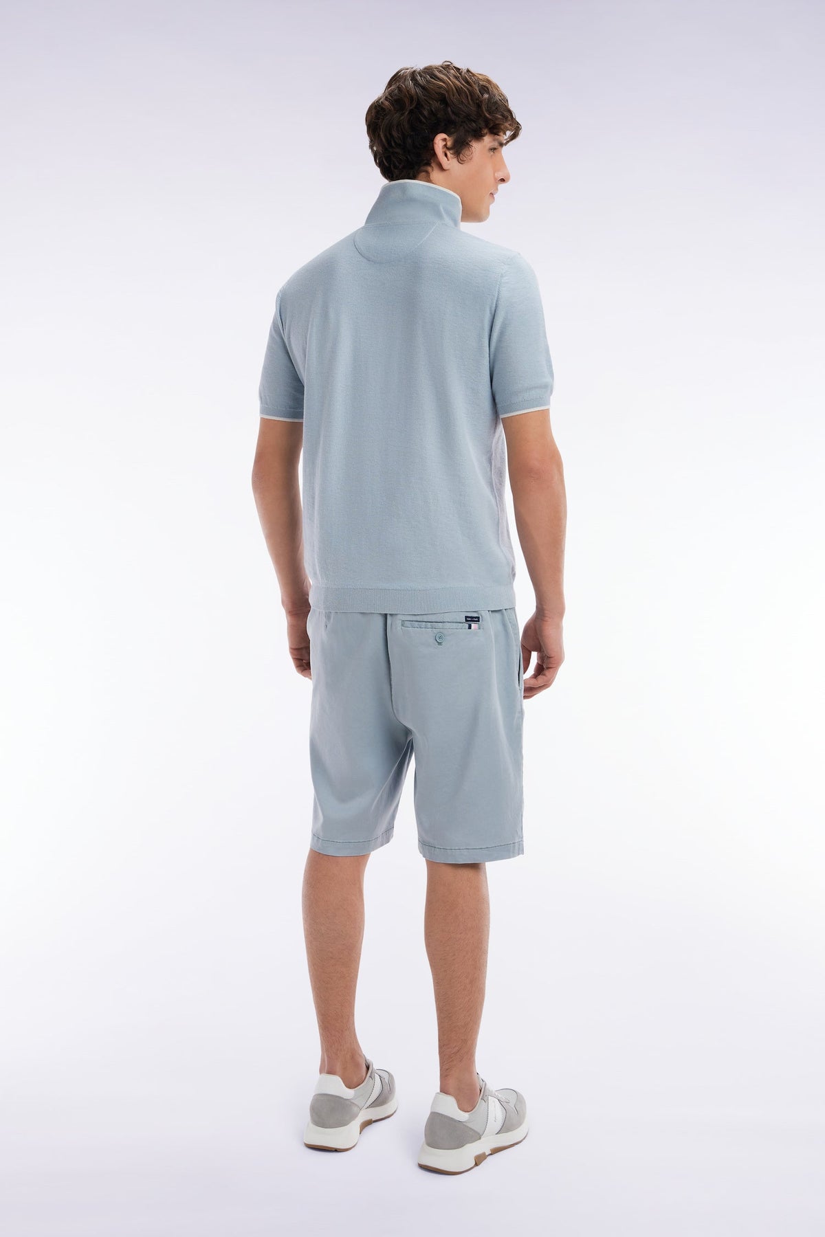 Eden Park Bermuda Shorts With Elasticated Waist In Beige Lyocell And Stretch Cotton