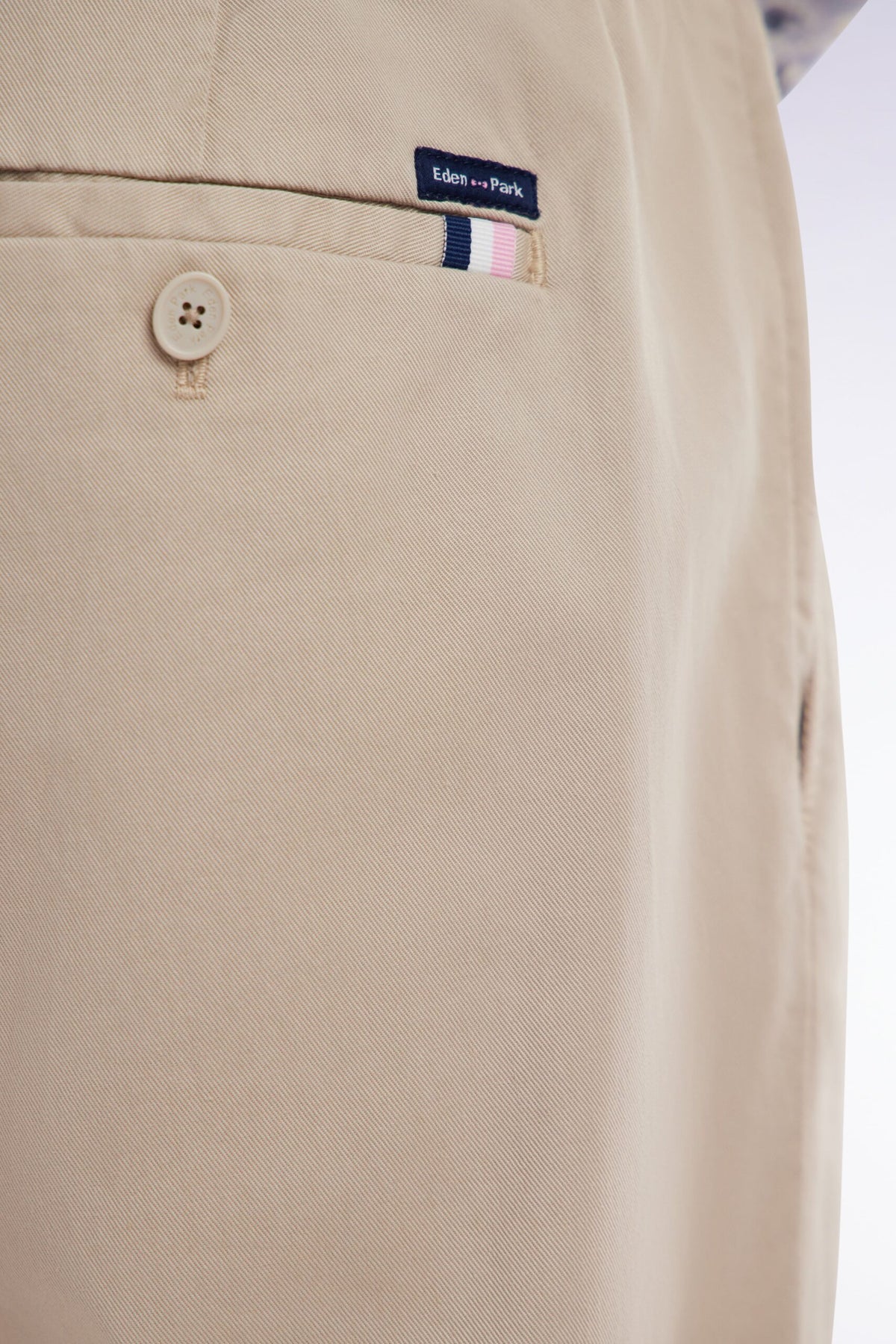 Eden Park Beige Stretch Cotton And Lyocell Elasticated Waistband Chino Pants