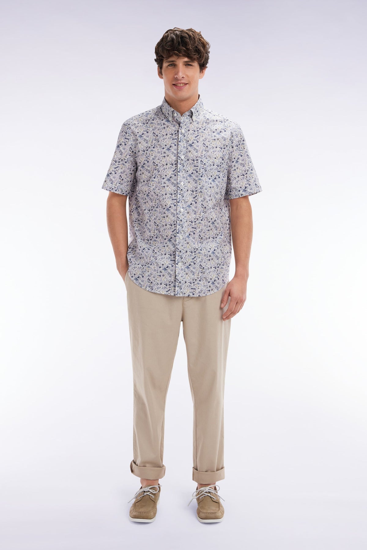 Eden Park Beige Stretch Cotton And Lyocell Elasticated Waistband Chino Pants