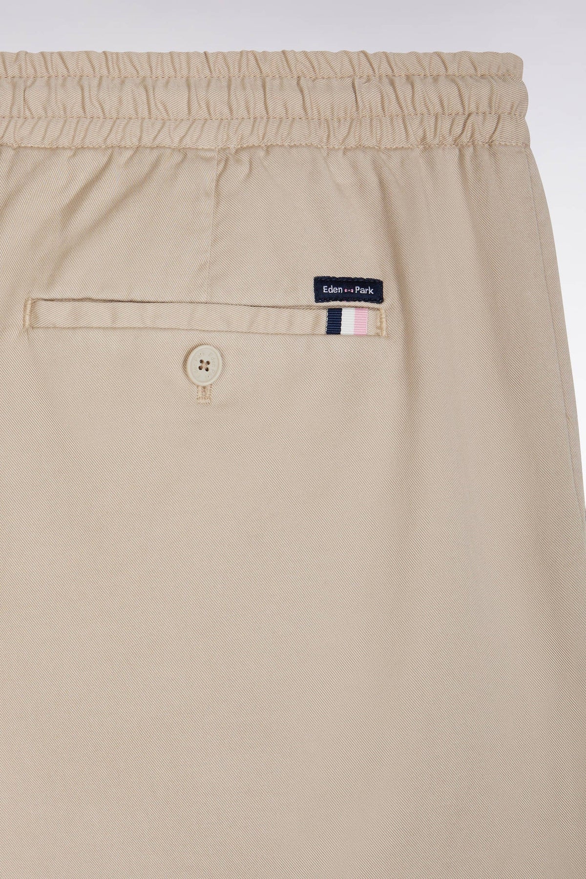 Eden Park Beige Stretch Cotton And Lyocell Elasticated Waistband Chino Pants