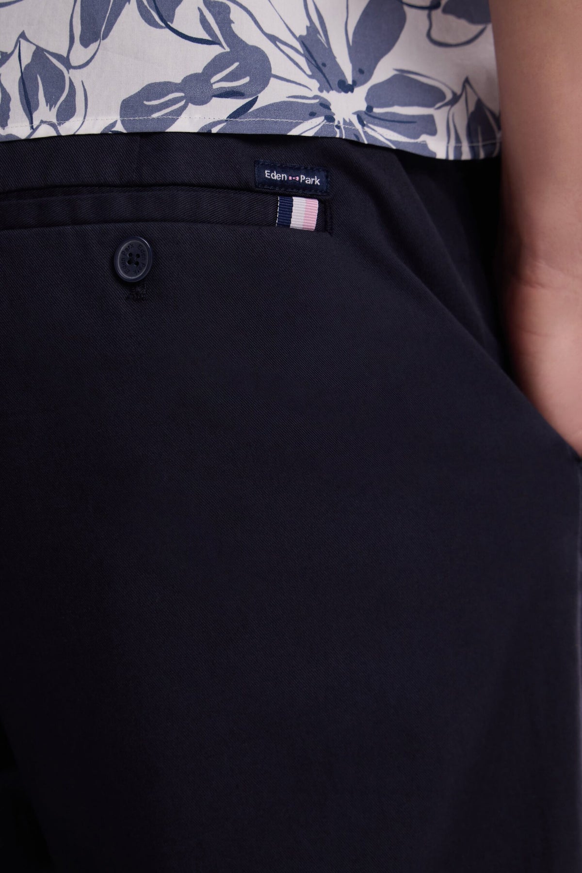 Eden Park Beige Stretch Cotton And Lyocell Elasticated Waistband Chino Pants