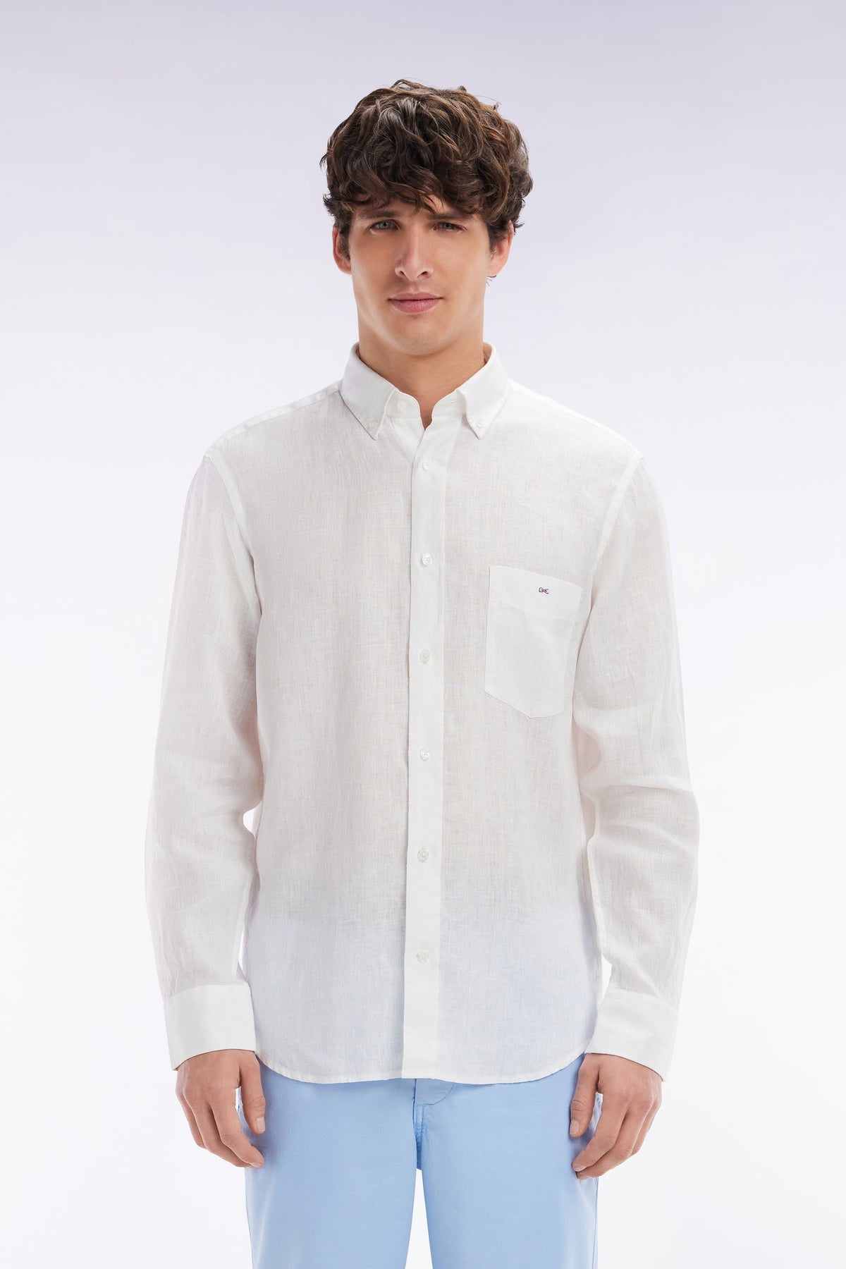 Eden Park Plain White Linen Shirt, Straight Cut