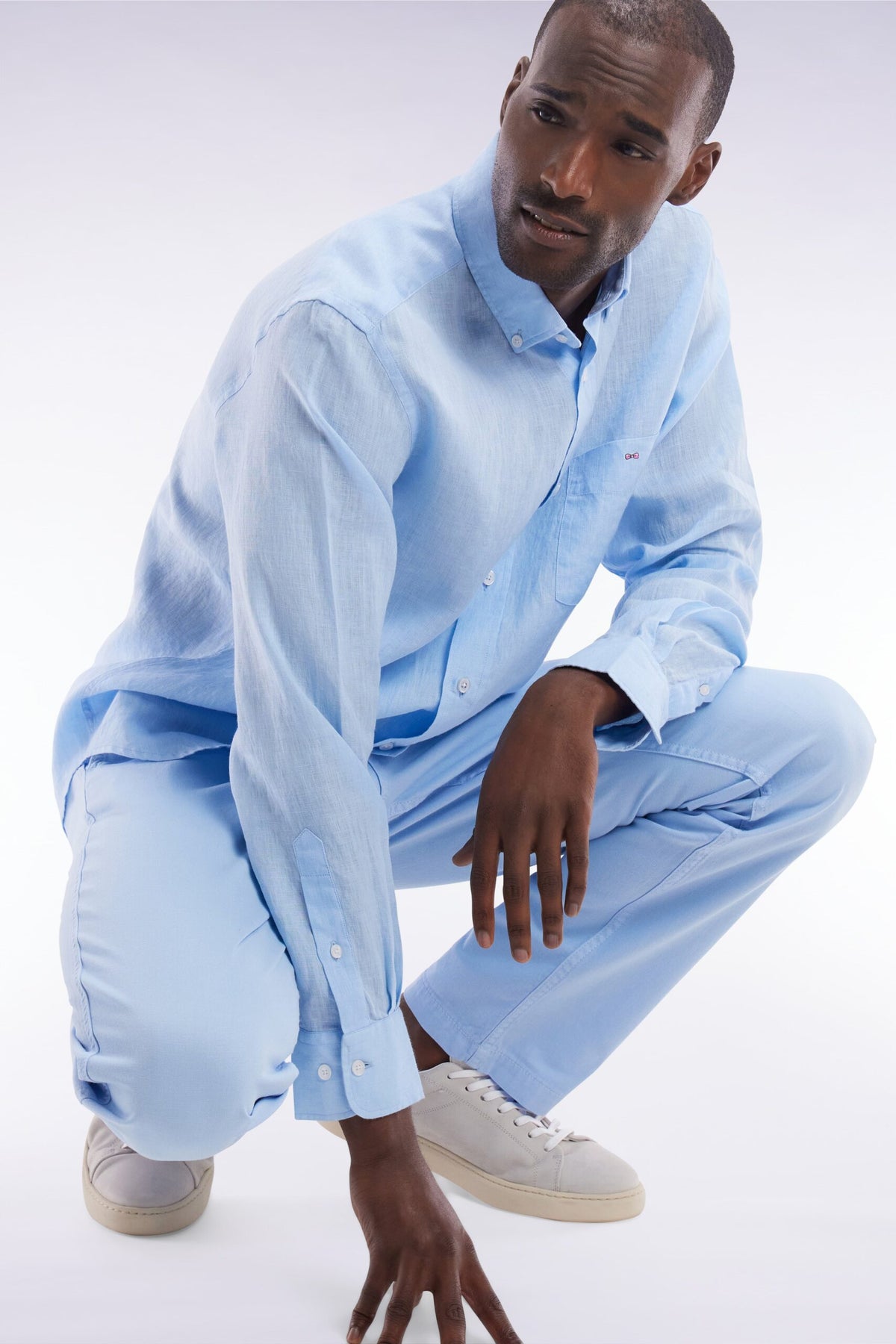 Eden Park Plain White Linen Shirt, Straight Cut