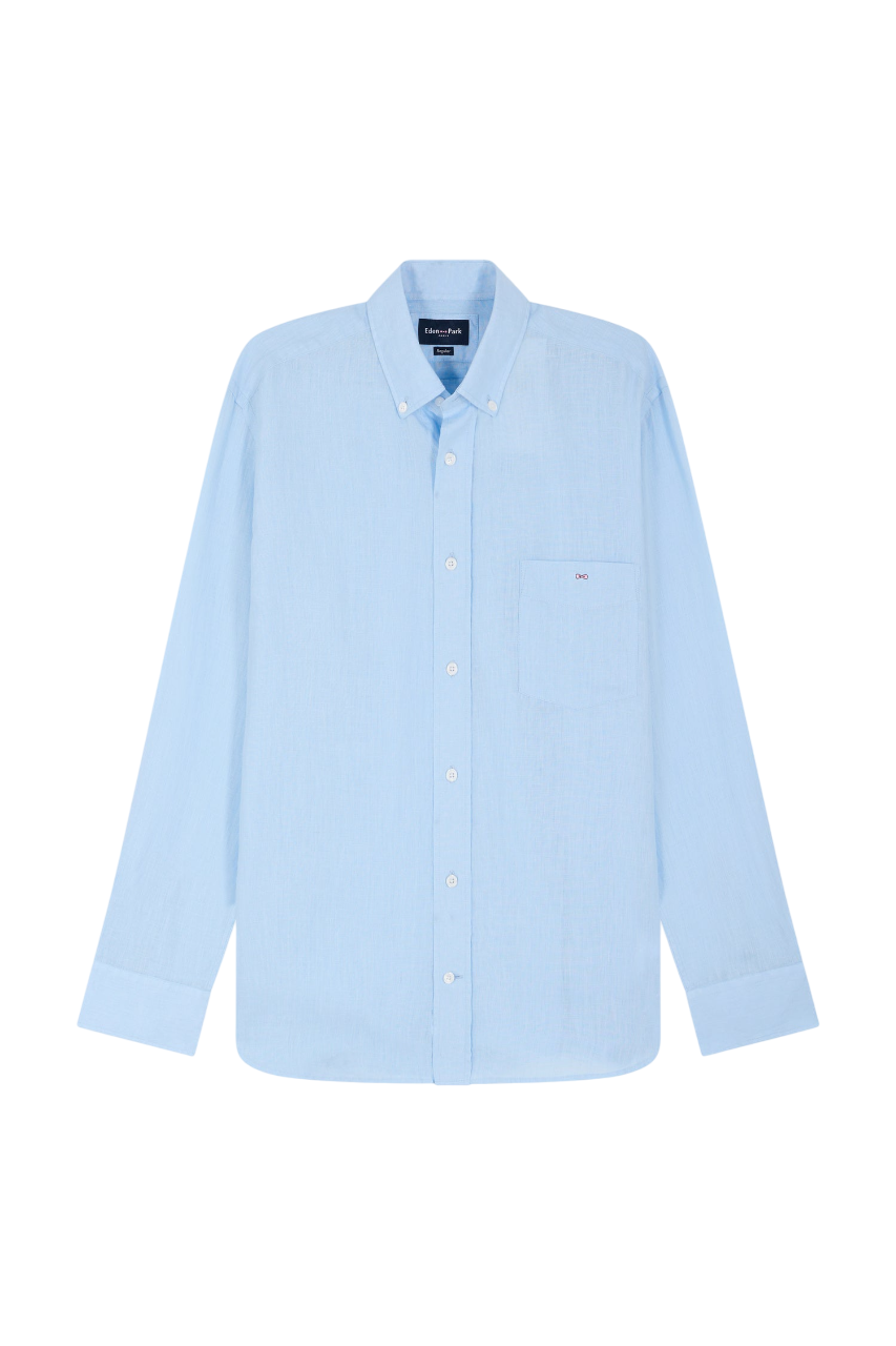 Eden Park Plain White Linen Shirt, Straight Cut