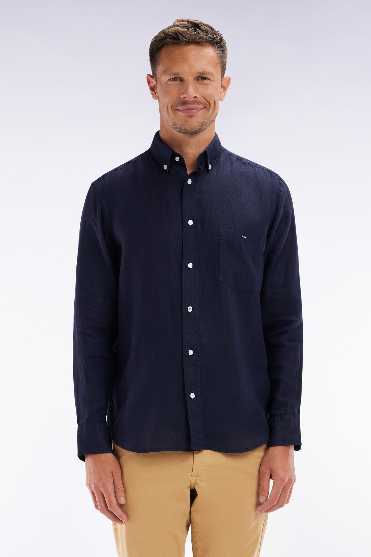 Eden Park Plain White Linen Shirt, Straight Cut