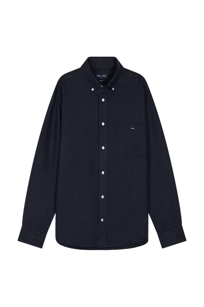 Eden Park Plain White Linen Shirt, Straight Cut