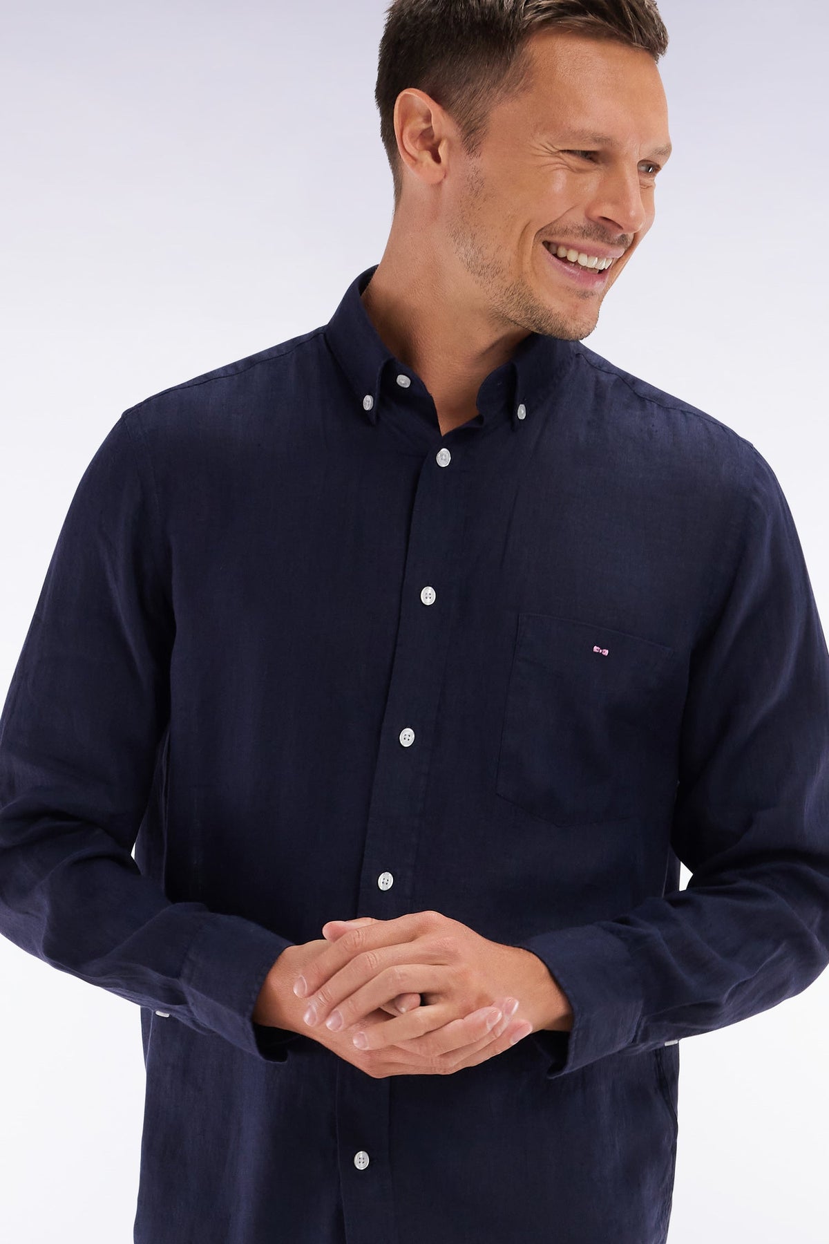 Eden Park Plain White Linen Shirt, Straight Cut