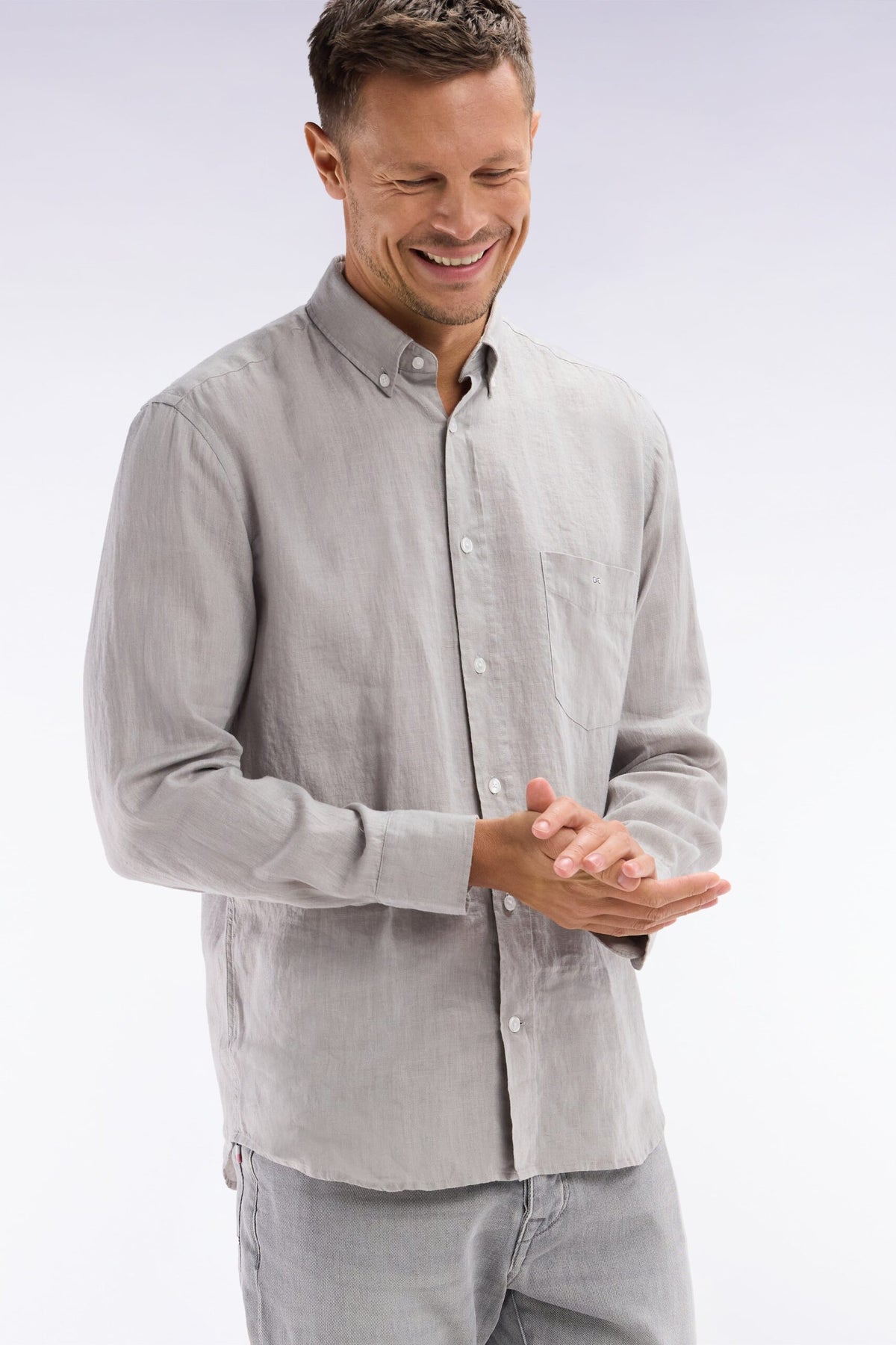 Eden Park Plain White Linen Shirt, Straight Cut