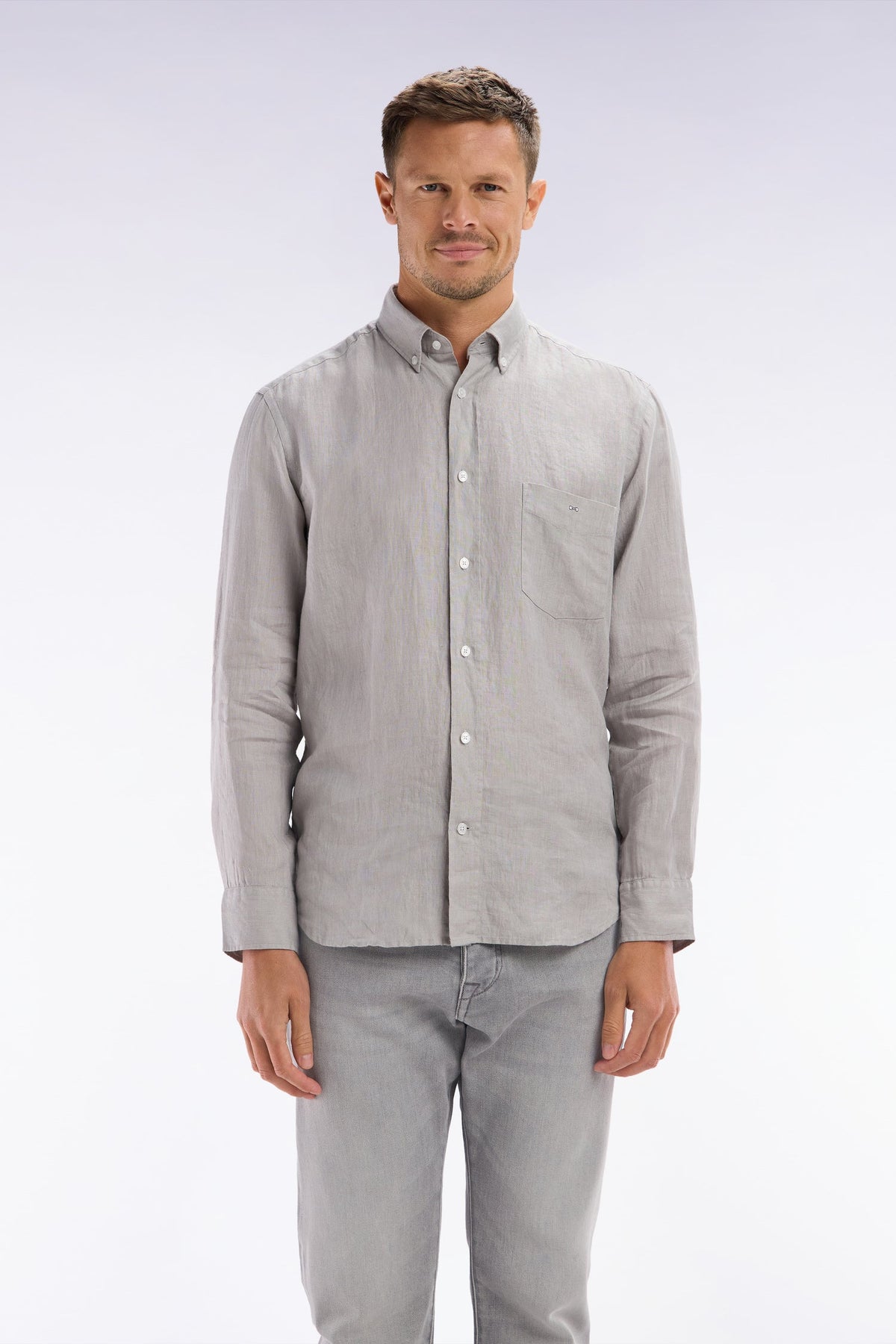 Eden Park Plain White Linen Shirt, Straight Cut