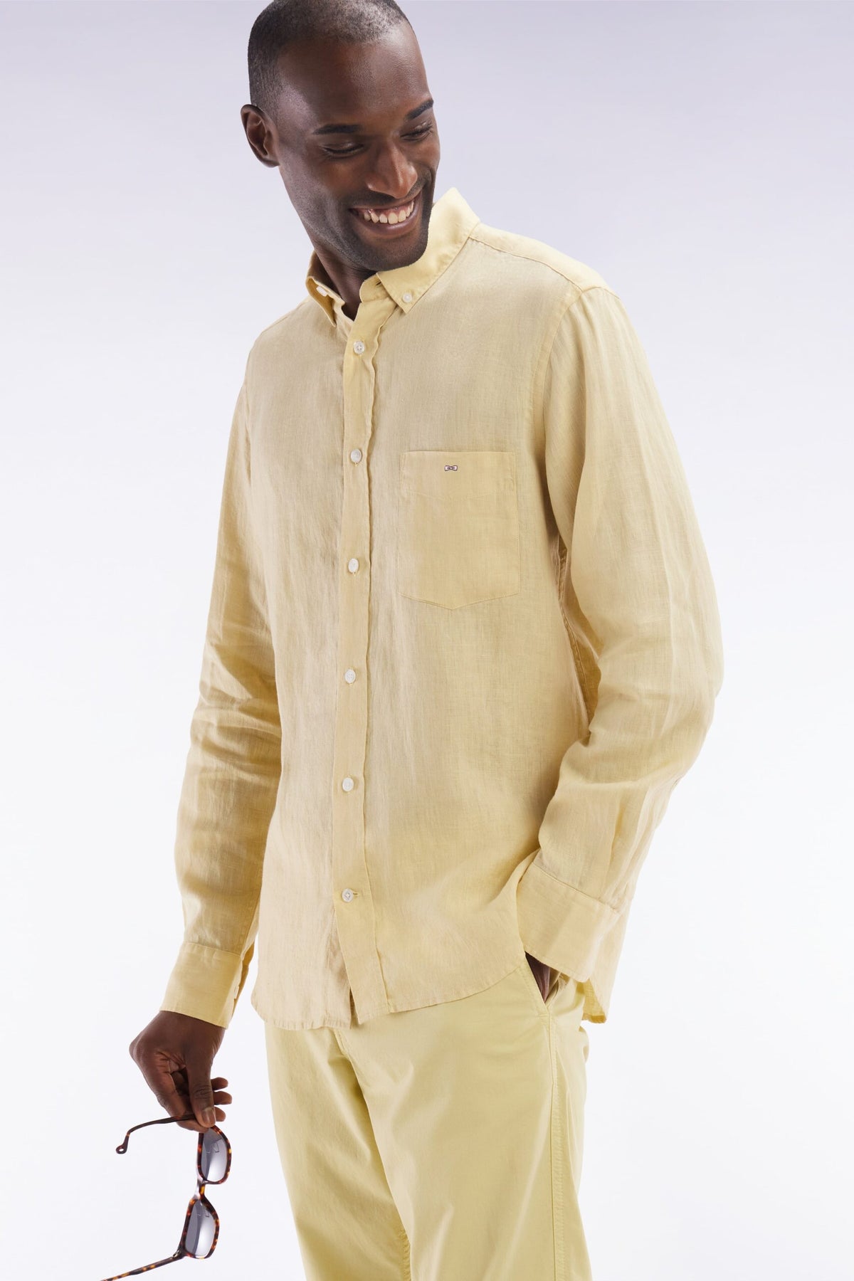 Eden Park Plain White Linen Shirt, Straight Cut