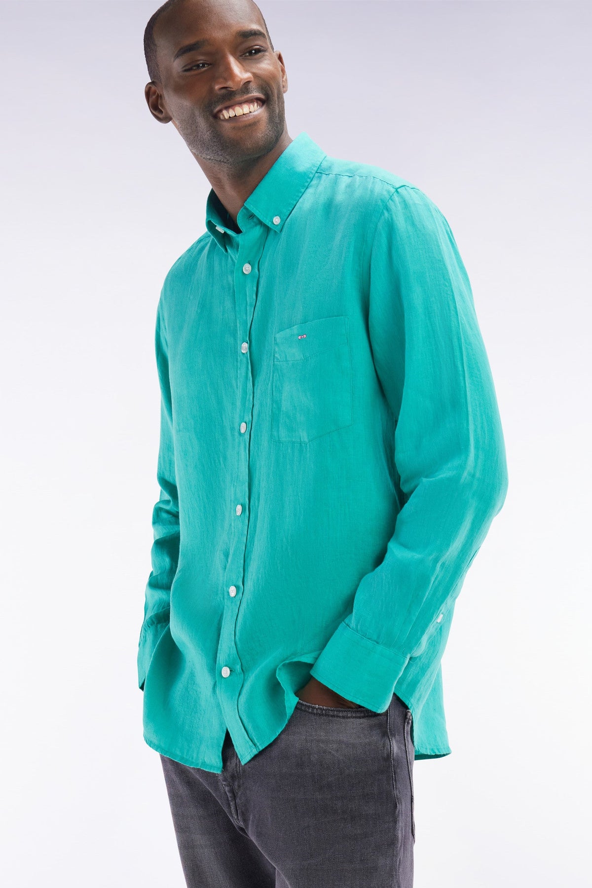 Eden Park Plain White Linen Shirt, Straight Cut