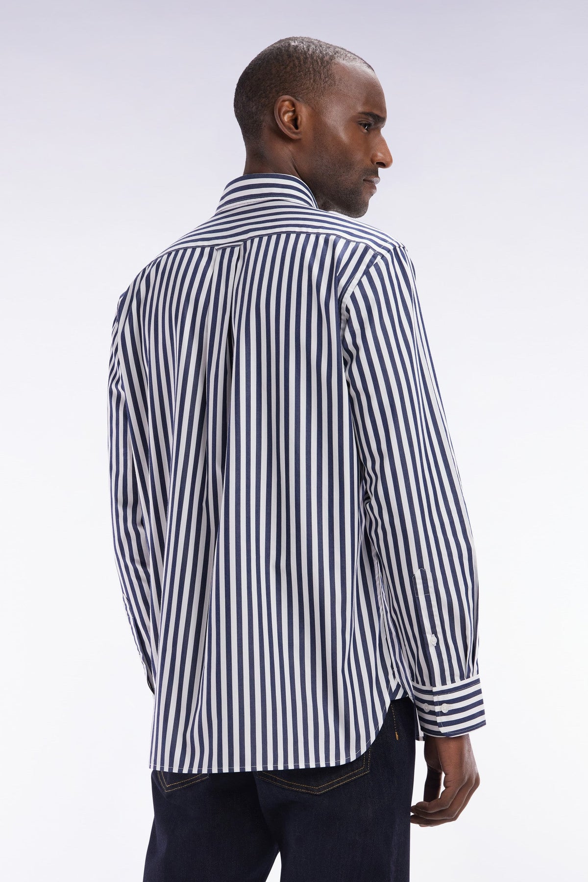 Eden Park Light Gray Cotton Striped Shirt, Straight Cut