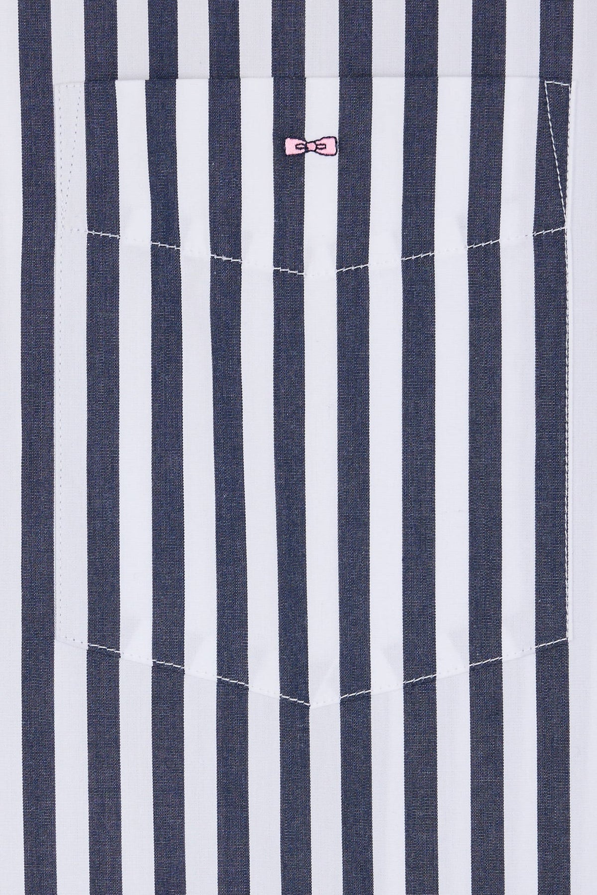 Eden Park Light Gray Cotton Striped Shirt, Straight Cut