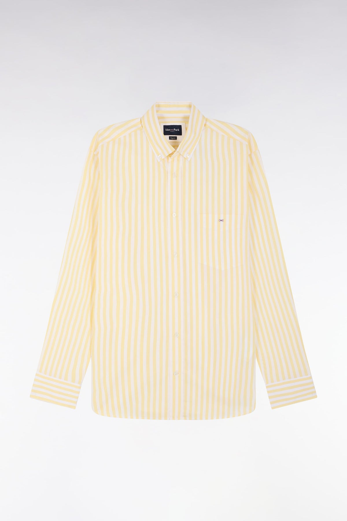 Eden Park Light Gray Cotton Striped Shirt, Straight Cut