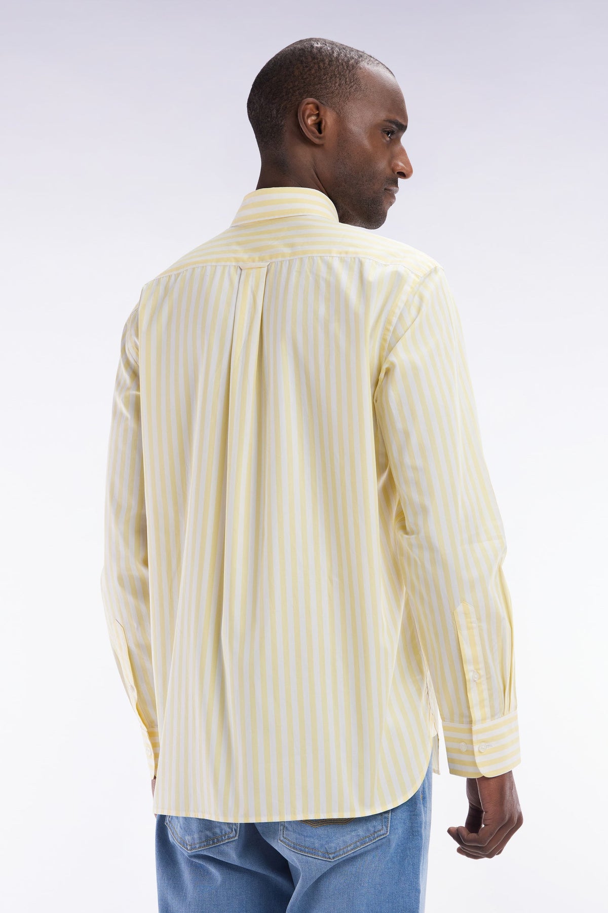 Eden Park Light Gray Cotton Striped Shirt, Straight Cut