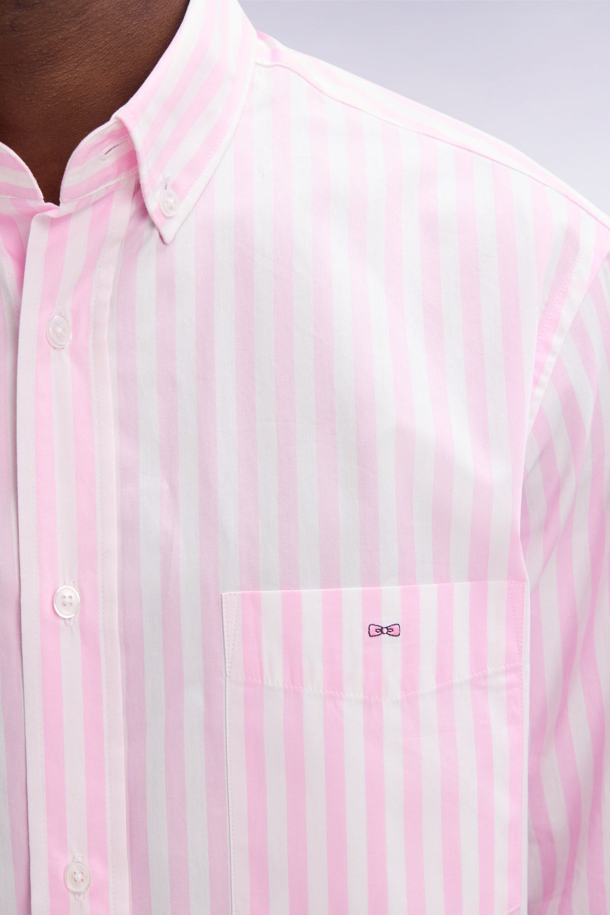 Eden Park Light Gray Cotton Striped Shirt, Straight Cut