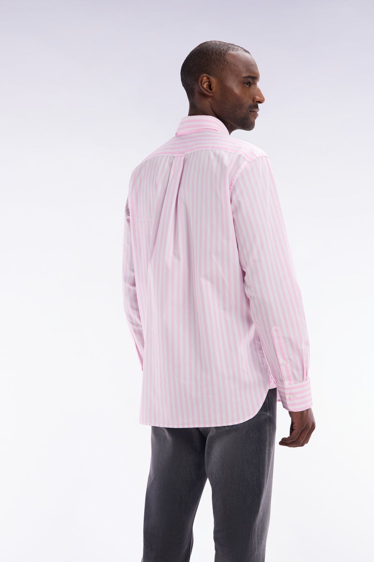 Eden Park Light Gray Cotton Striped Shirt, Straight Cut