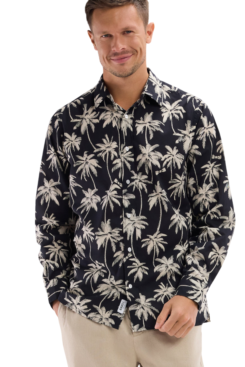 Eden Park Straight-Fit Shirt With Palm Tree Print