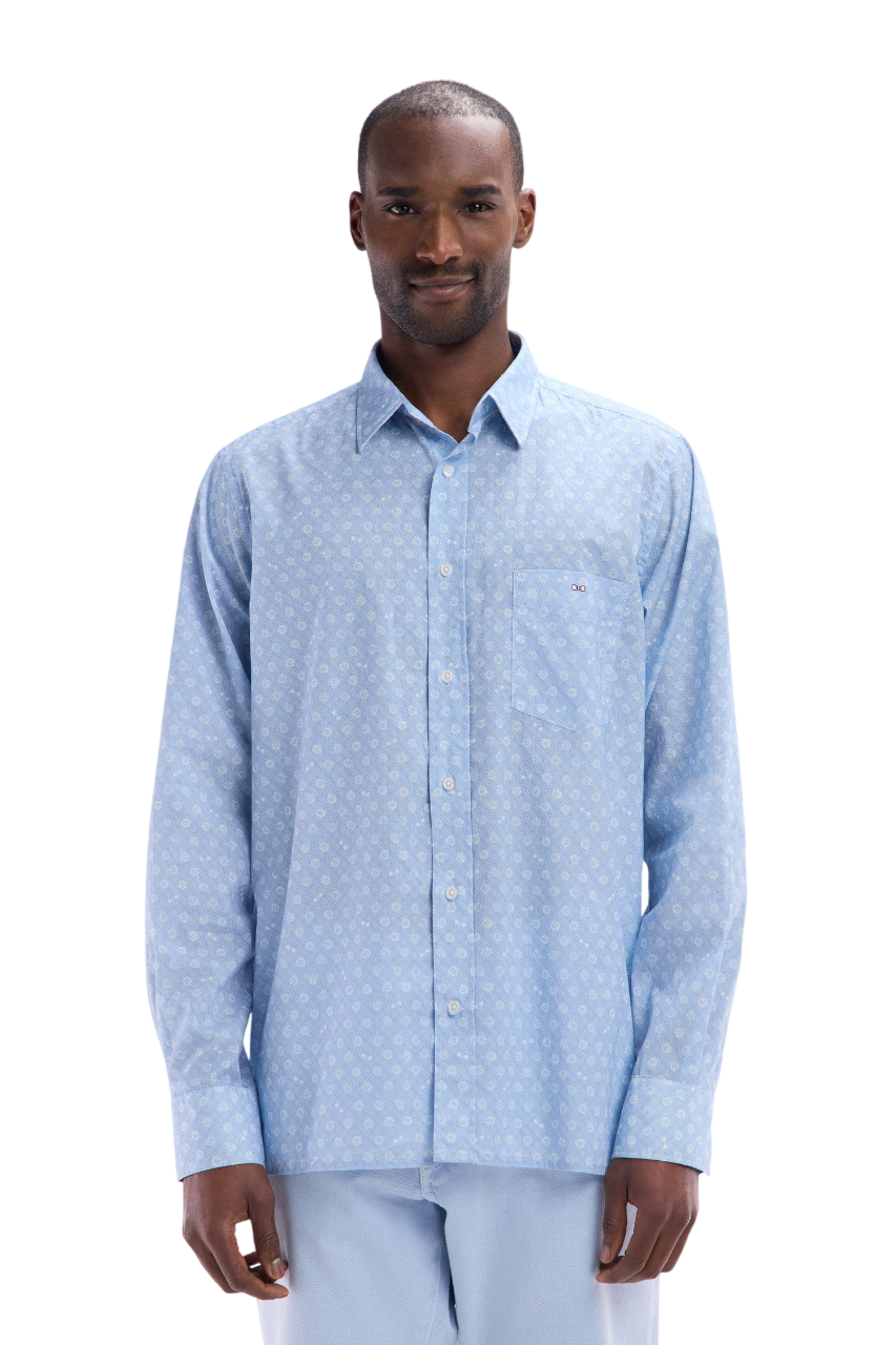 Eden Park Straight-Fit Printed Cotton Poplin Shirt