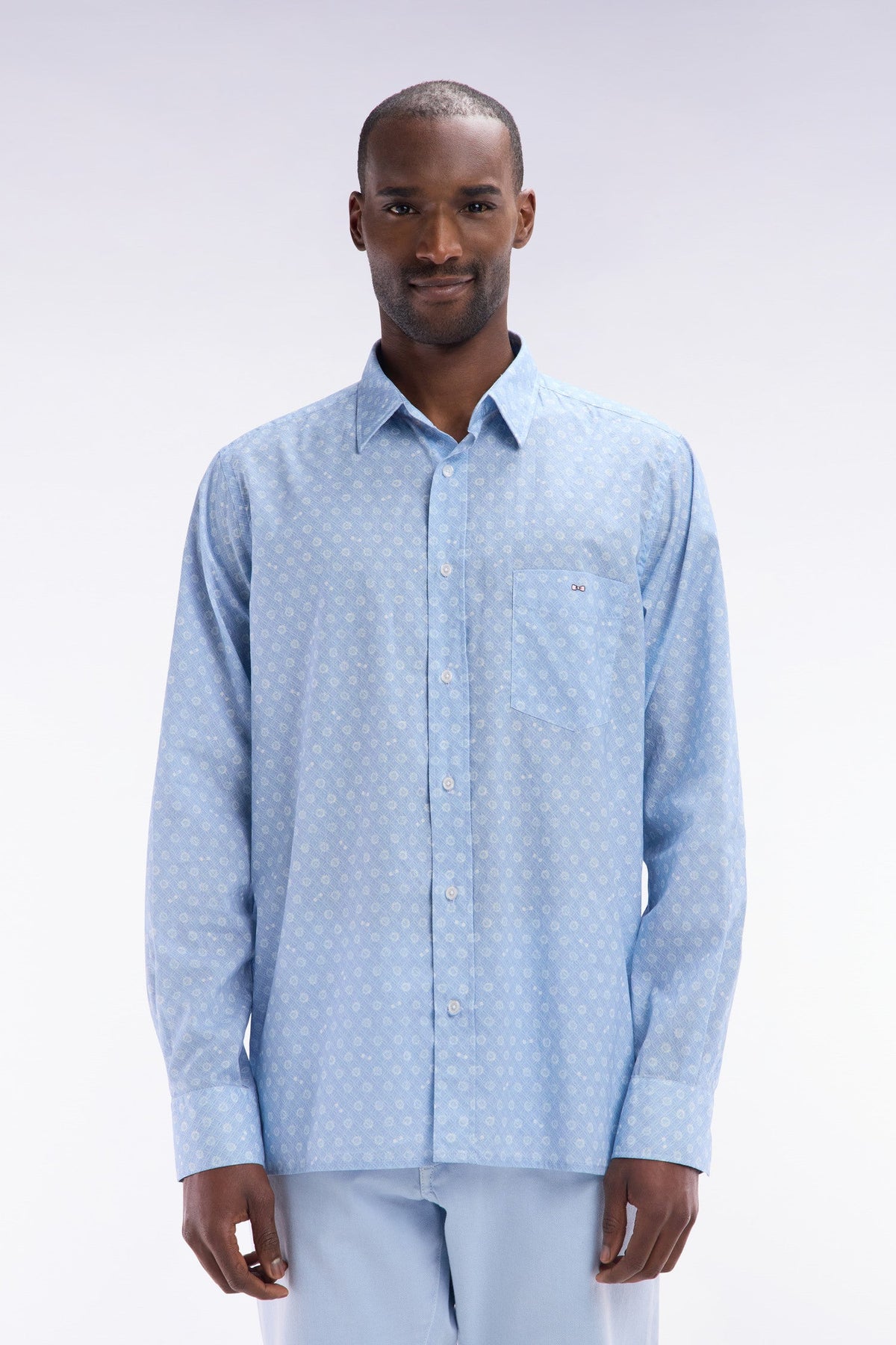 Eden Park Straight-Fit Printed Cotton Poplin Shirt
