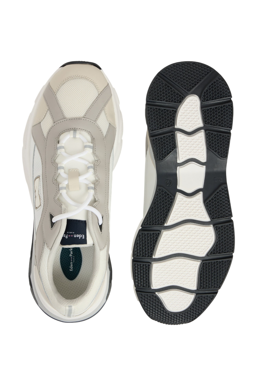 Eden Park Wide White Leather Sneakers