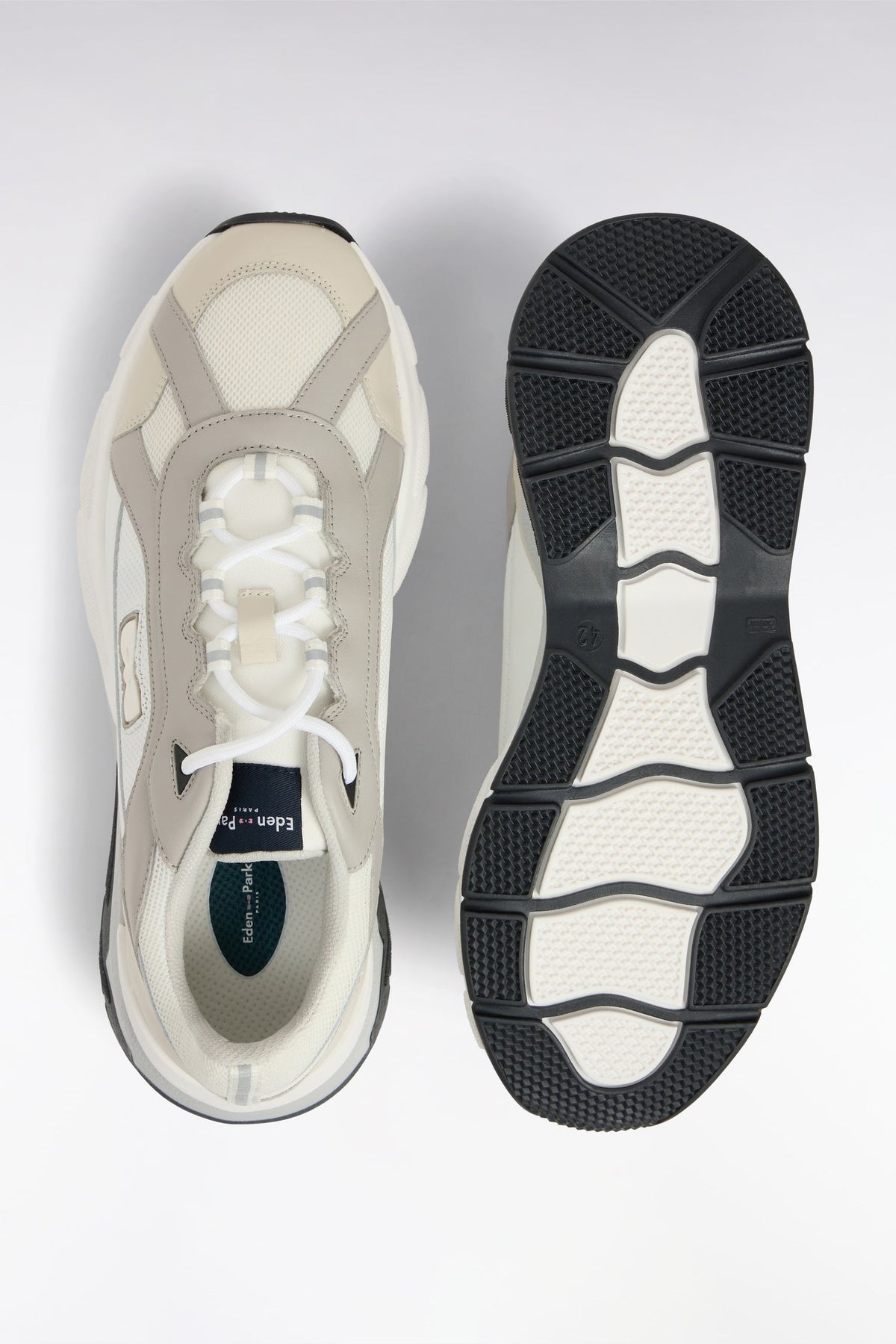 Eden Park Wide White Leather Sneakers