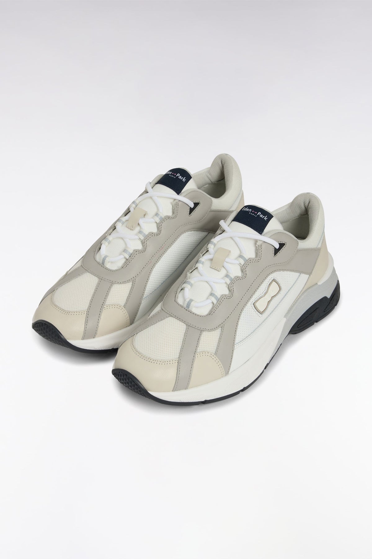 Eden Park Wide White Leather Sneakers