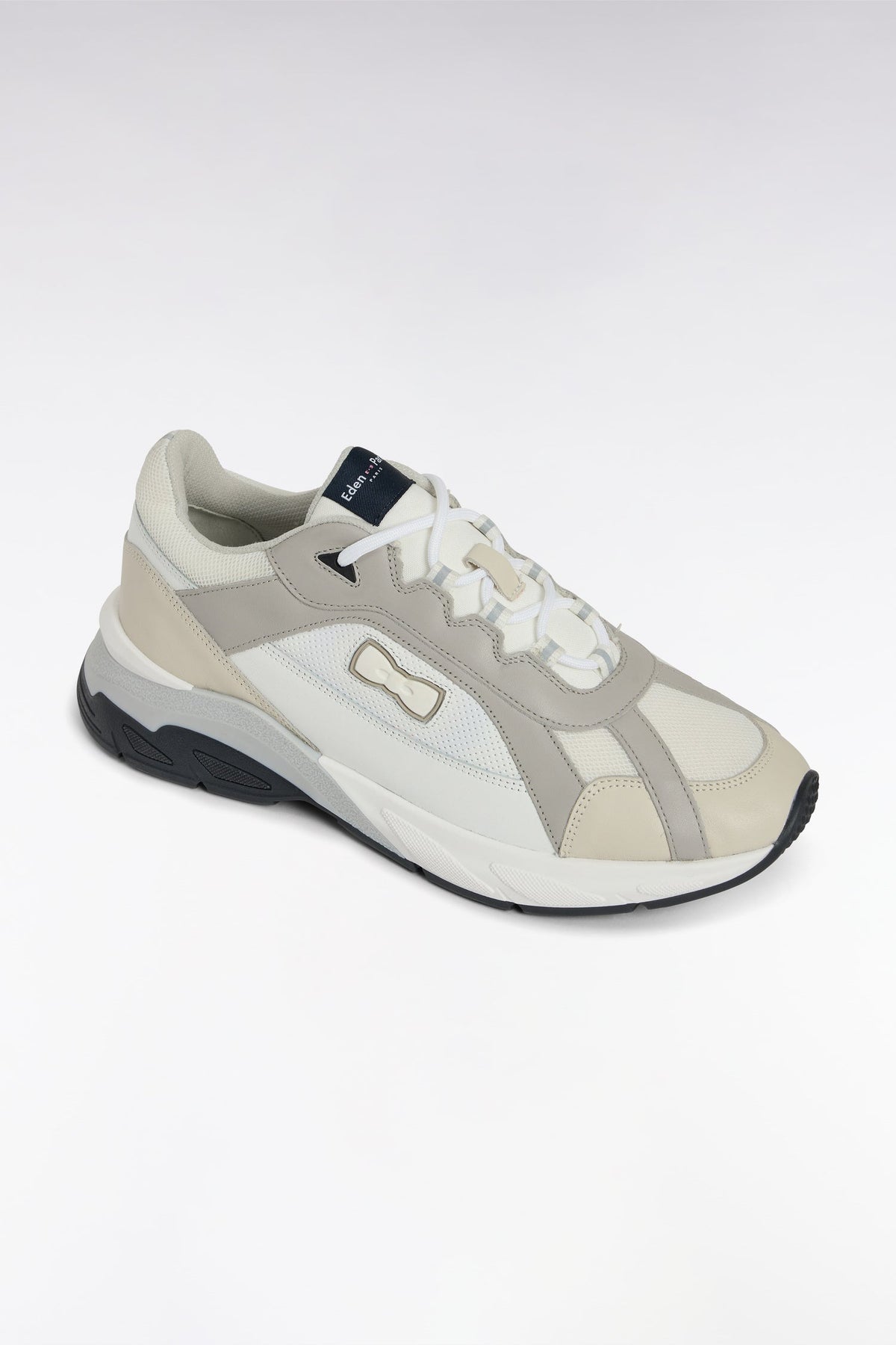 Eden Park Wide White Leather Sneakers
