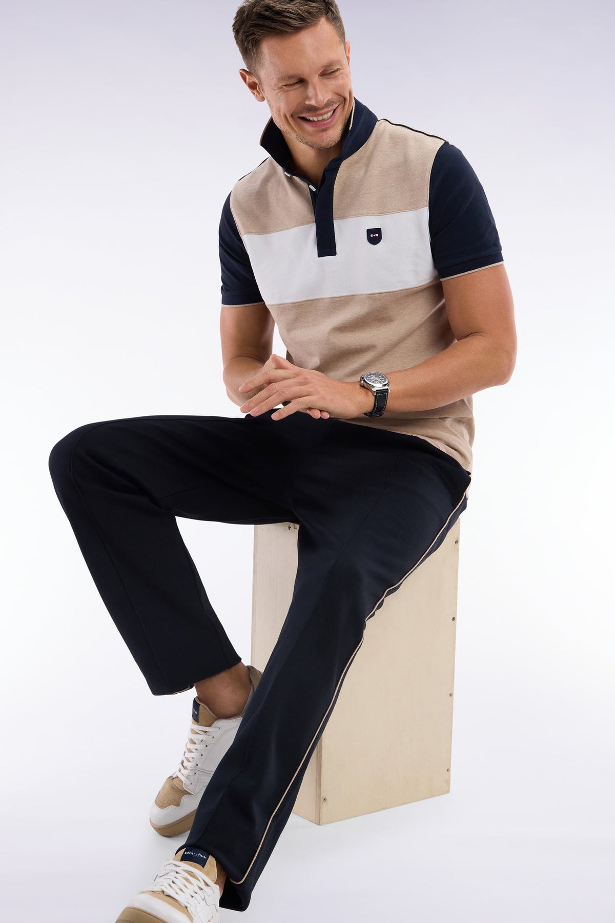 Eden Park Straight-Cut Cotton Interlock Jogging Pants