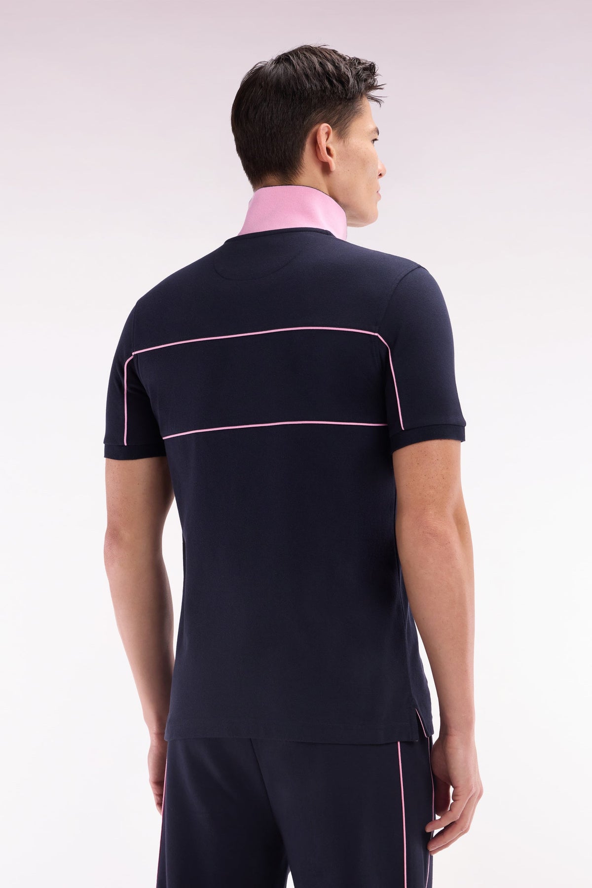 Eden Park Short-Sleeved Polo Shirt In Navy Cotton With Piped Cutouts, Straight Cut