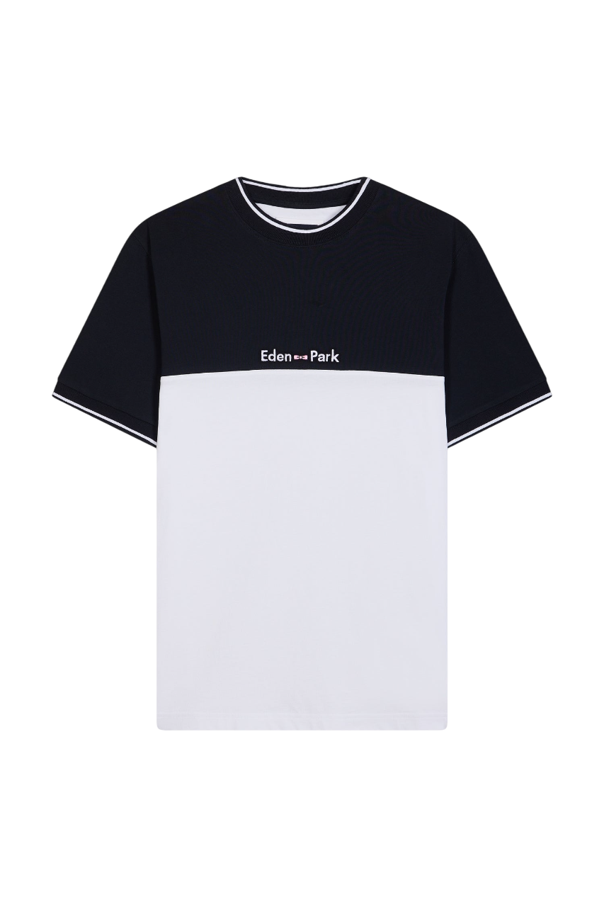 Eden Park Straight-Cut Two-Tone Embroidered T-Shirt