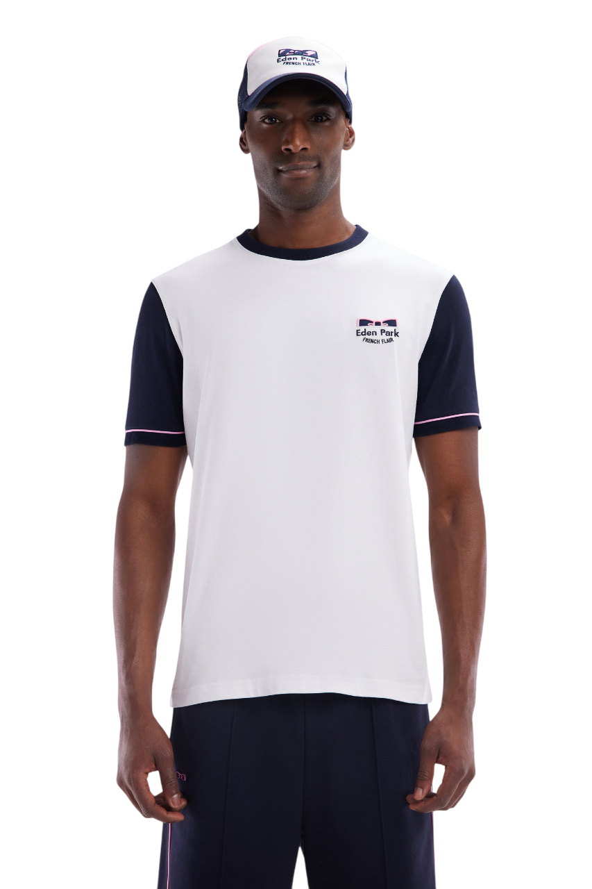 Eden Park Straight-Fit Two-Tone T-Shirt With Eden Park French Flair Embroidery