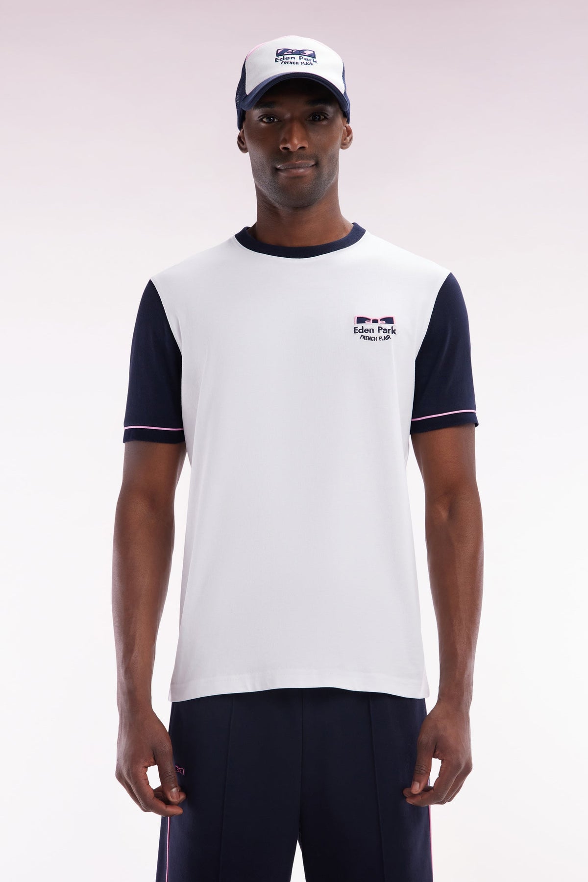 Eden Park Straight-Fit Two-Tone T-Shirt With Eden Park French Flair Embroidery