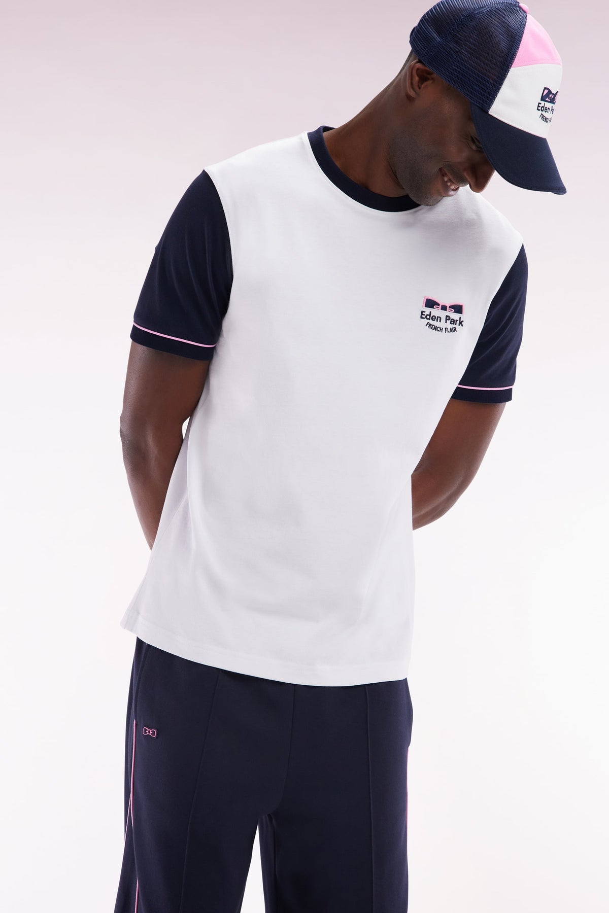 Eden Park Straight-Fit Two-Tone T-Shirt With Eden Park French Flair Embroidery