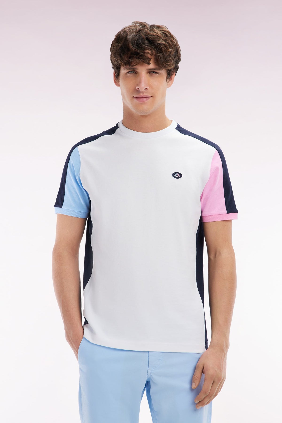 Eden Park Cotton Colorblock Straight Fit T-Shirt