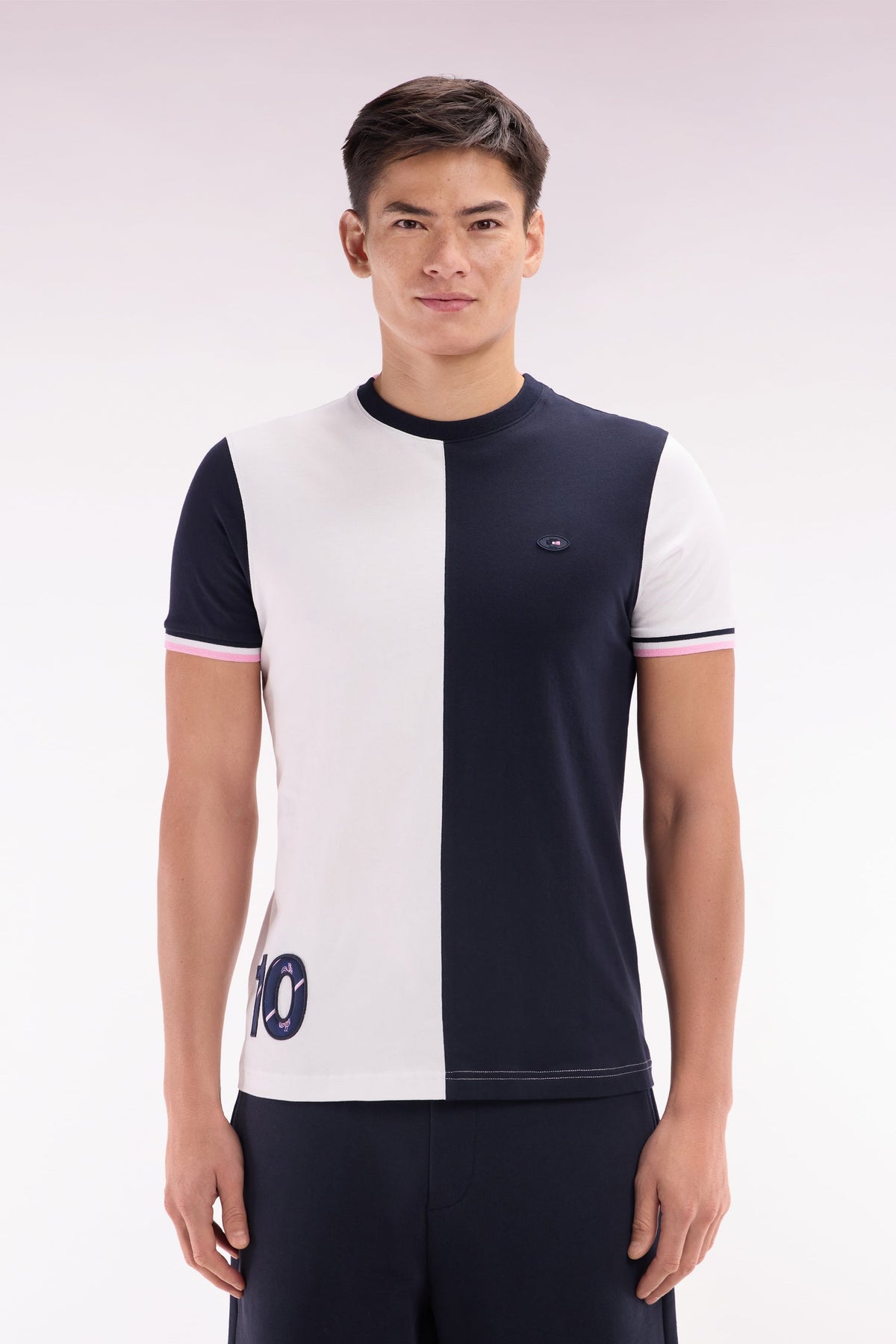 Eden Park Two-Tone Xv De France T-Shirt In Cotton, Straight Cut