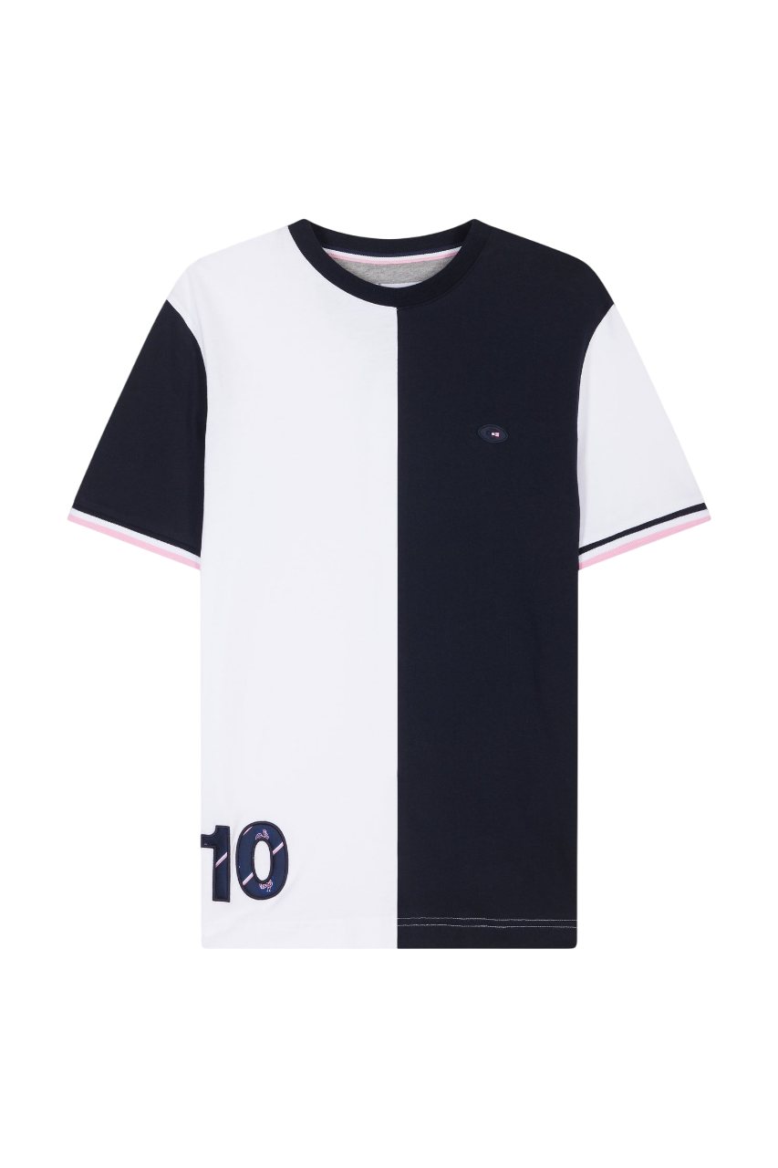 Eden Park Two-Tone Xv De France T-Shirt In Cotton, Straight Cut