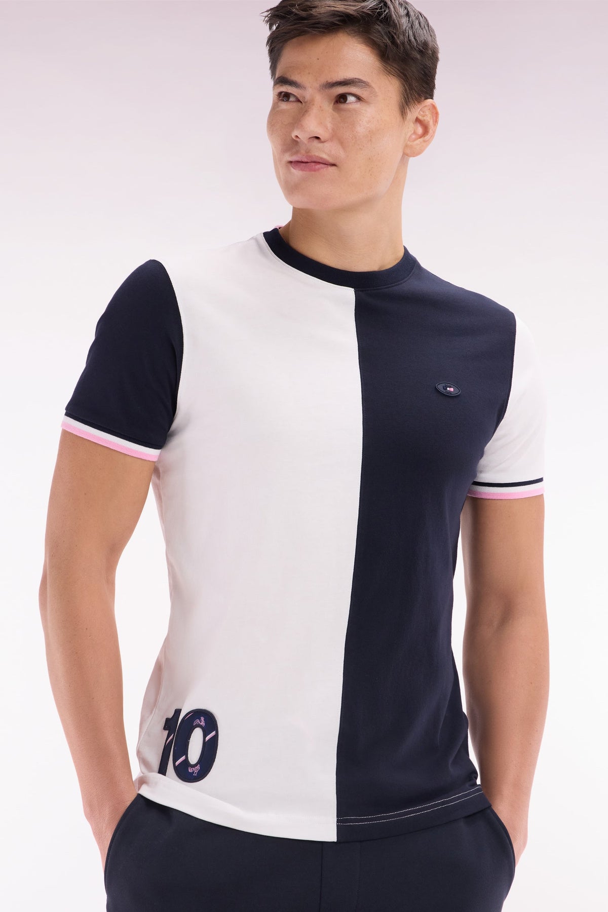 Eden Park Two-Tone Xv De France T-Shirt In Cotton, Straight Cut