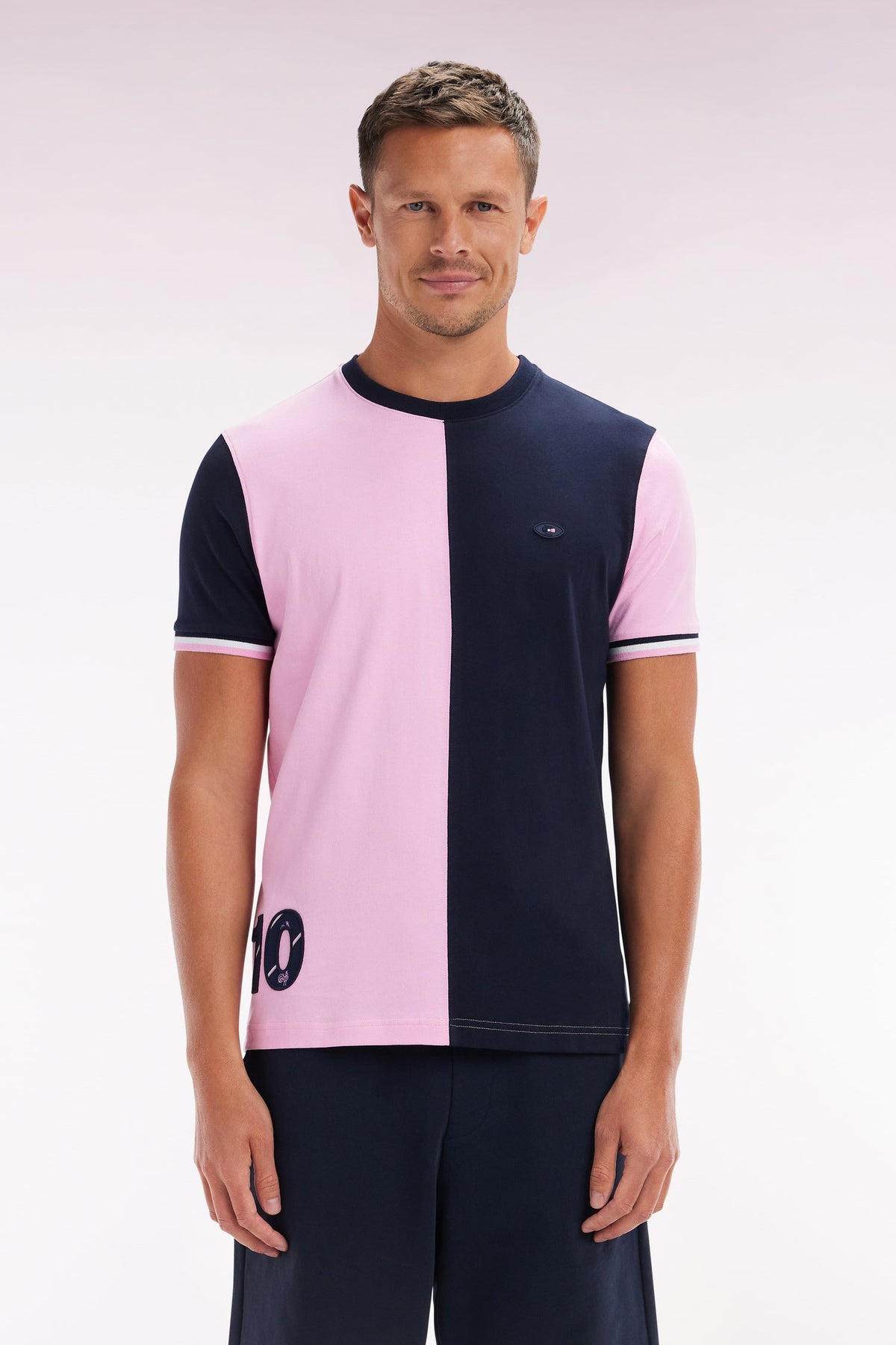 Eden Park Two-Tone Xv De France T-Shirt In Cotton, Straight Cut