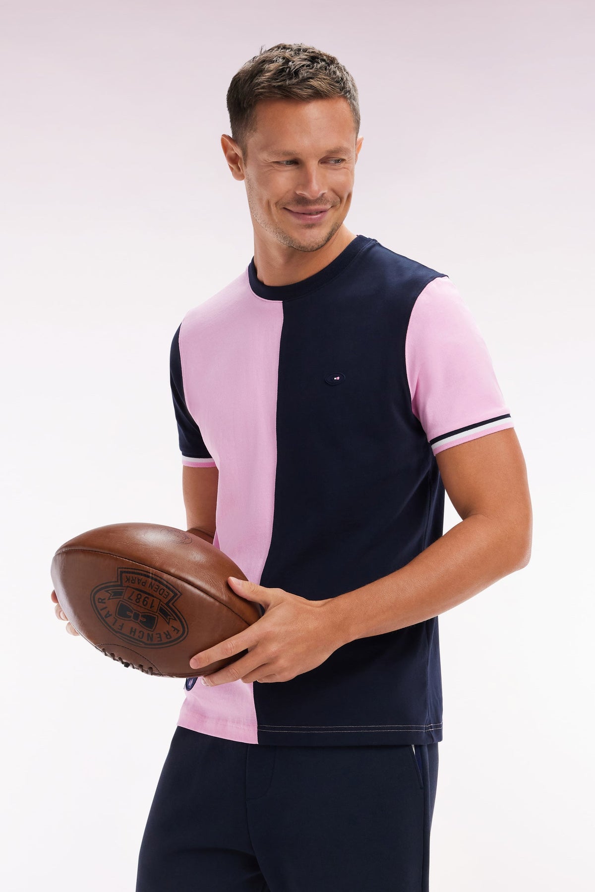 Eden Park Two-Tone Xv De France T-Shirt In Cotton, Straight Cut