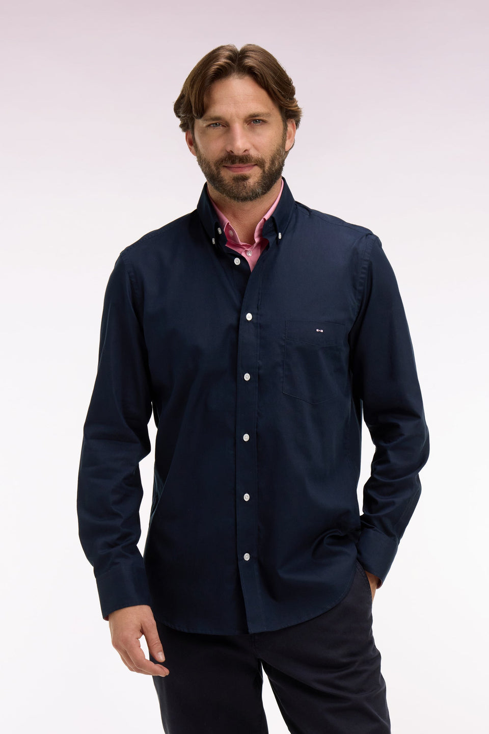 Eden Park Contrast-Collar Regular-Fit Shirt