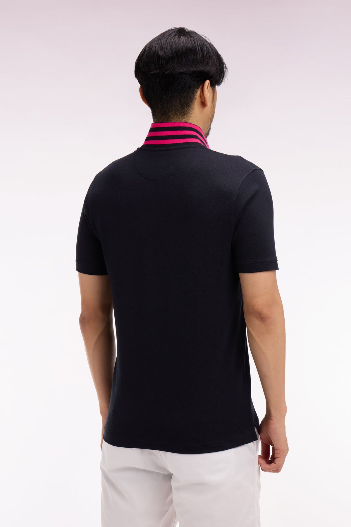 Eden Park Short-sleeved polo shirt in cotton pique under striped collar slim fit